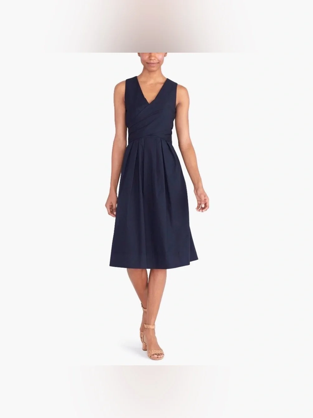 NWT J. Crew Navy Blue Midi Wrap Top Shirt Dress in Stretch Cotton. Size12. NWT.